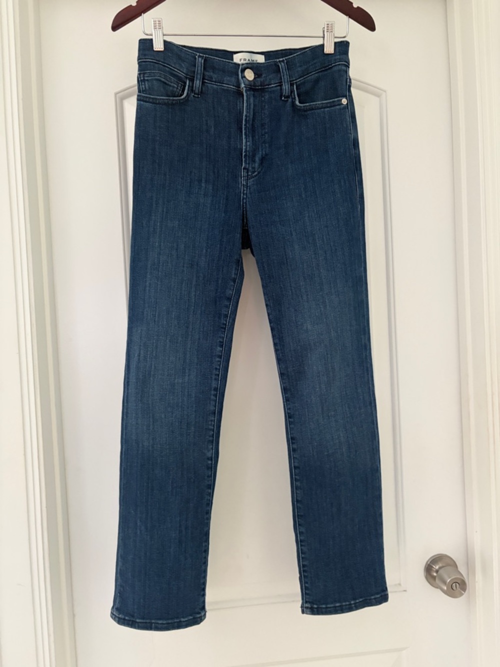 Frame Women’s Le High Straight Jeans in Dark Blue Wash 27